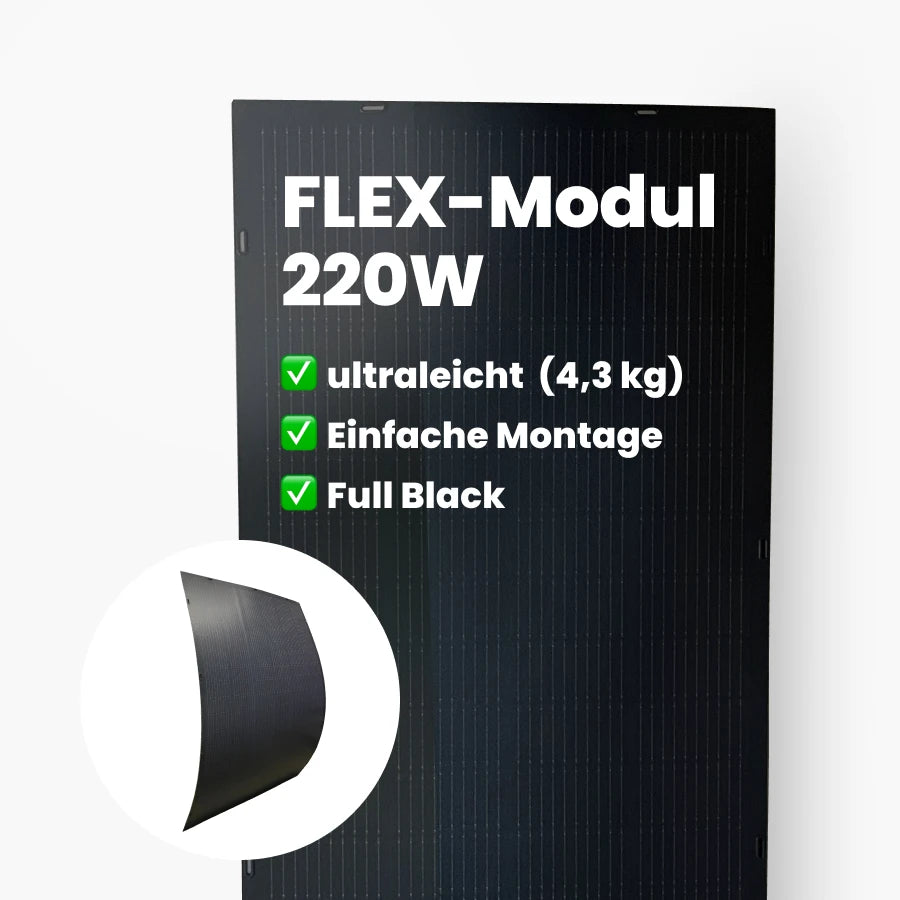 220Wp flexibles fullblack Solarmodul von PureSolar