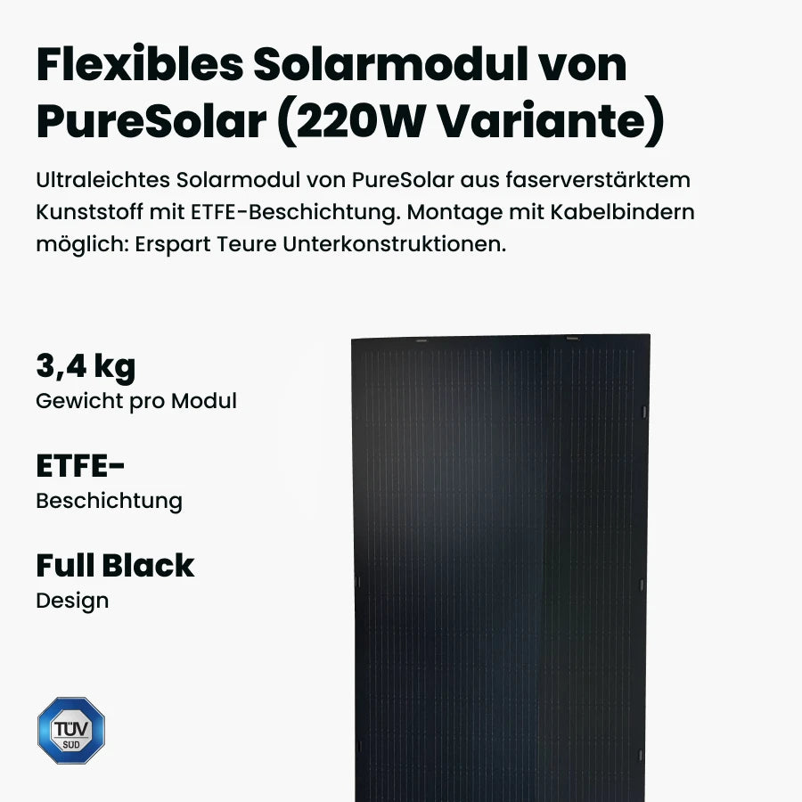 Balkonkraftwerk flexibles Solarmodul von PureSolar