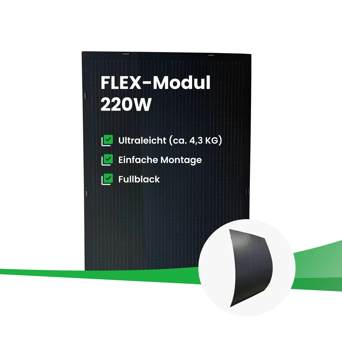 220W Flexibles Fullblack Solarmodul von PureSolar