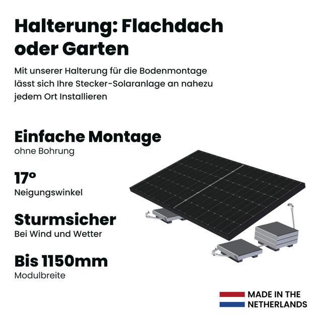 Balkonkraftwerk- Halterung Flachdach oder Garten 