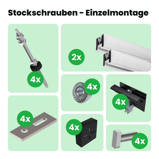 Stockschrauben- Einzelmontage