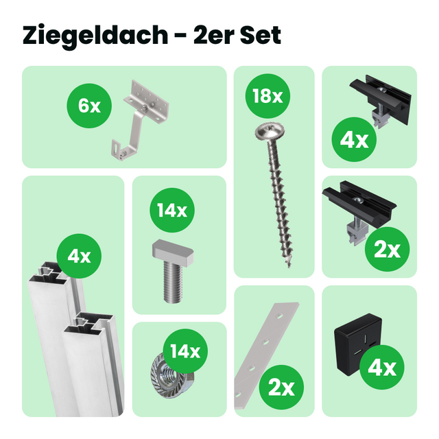 Ziegeldach- 2er Set