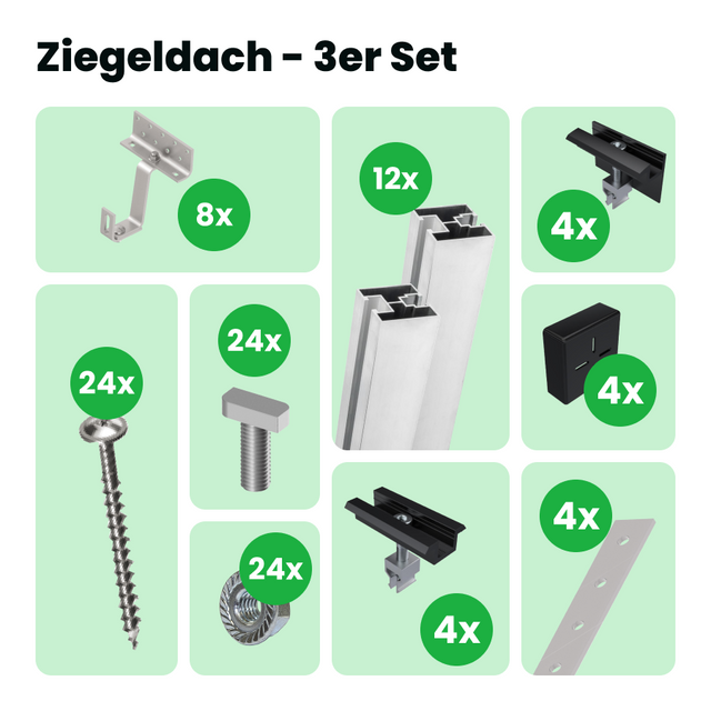 Ziegeldach- 3er Set