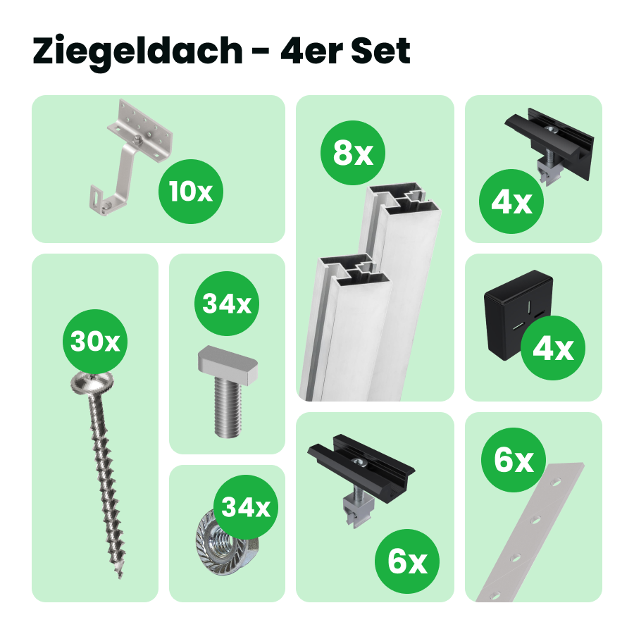 Ziegeldach- 4er Set