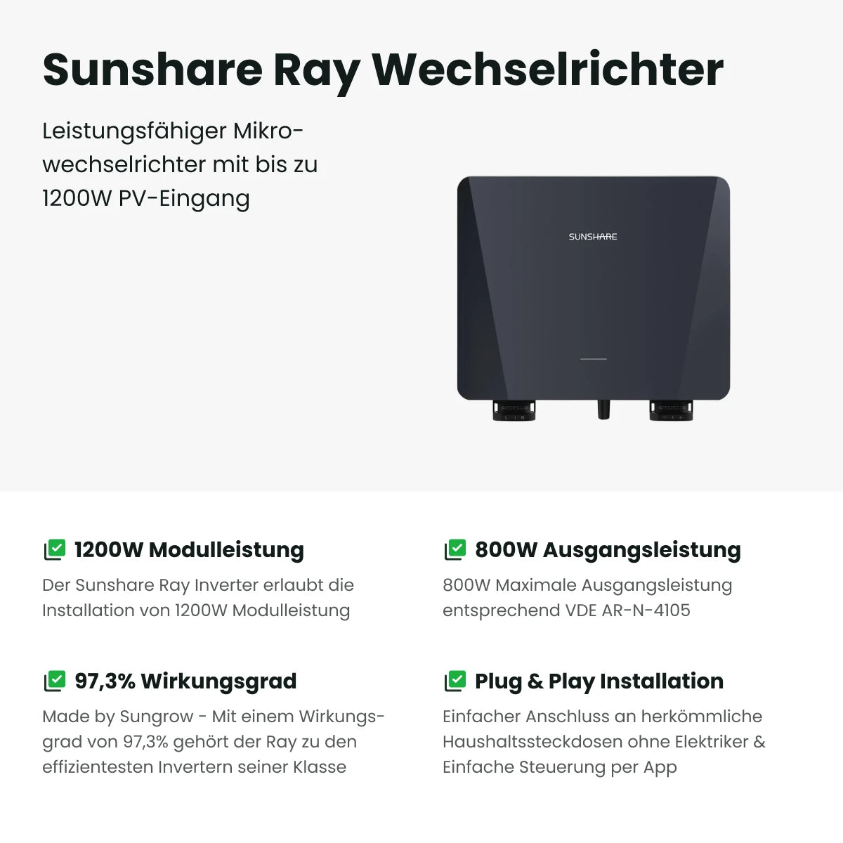Sunshare Balkonkraftwerk mit 200W-Modulen