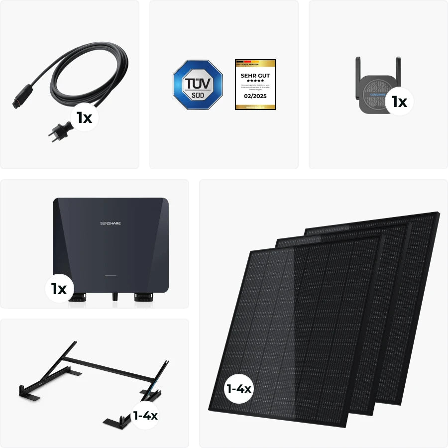 Sunshare Balkonkraftwerk Set für Flachdach-Montage