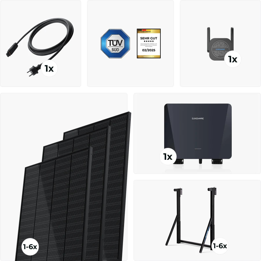 Sunshare Balkonkraftwerk Set mit Balkonhalterung