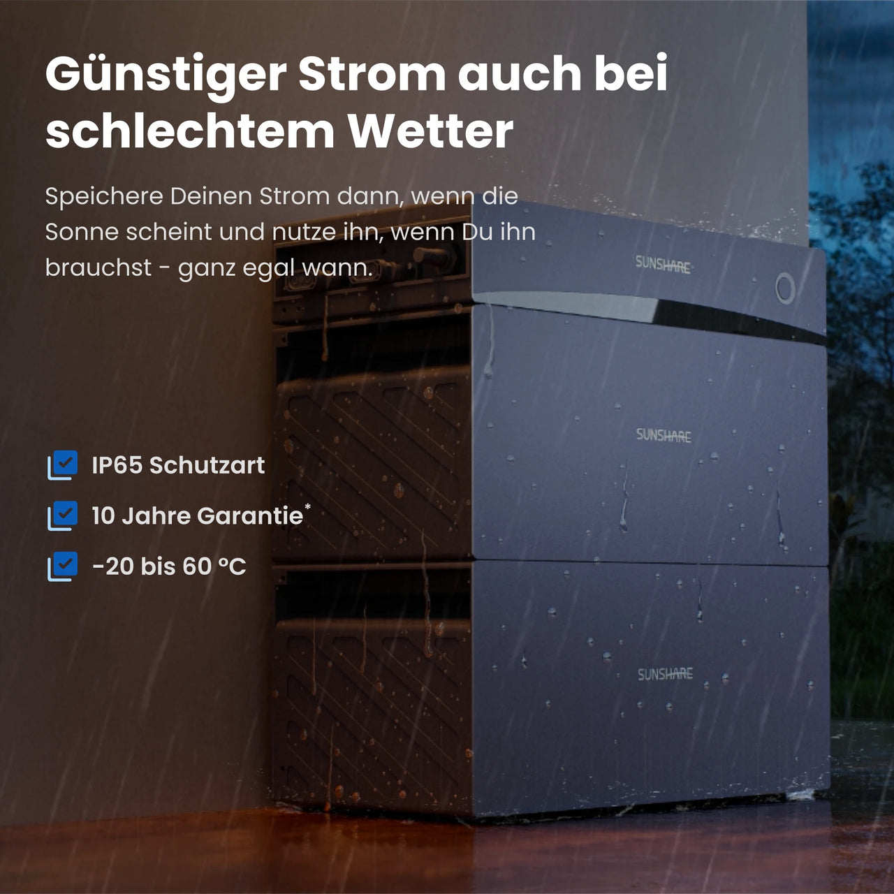 Guter Strom auch bei schlechtem Wetter 